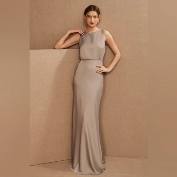 beckett satin charmeuse maxi dress BHLDN Beckett Charmeuse Satin Maxi Dress Size 4 NWT Anthropologie